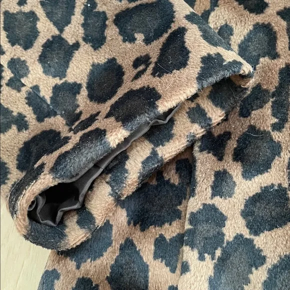 Vintage Express Animal Leopard Print Knee Length Y2K Jacket Coat Medium 9/10 - Picture 8 of 14